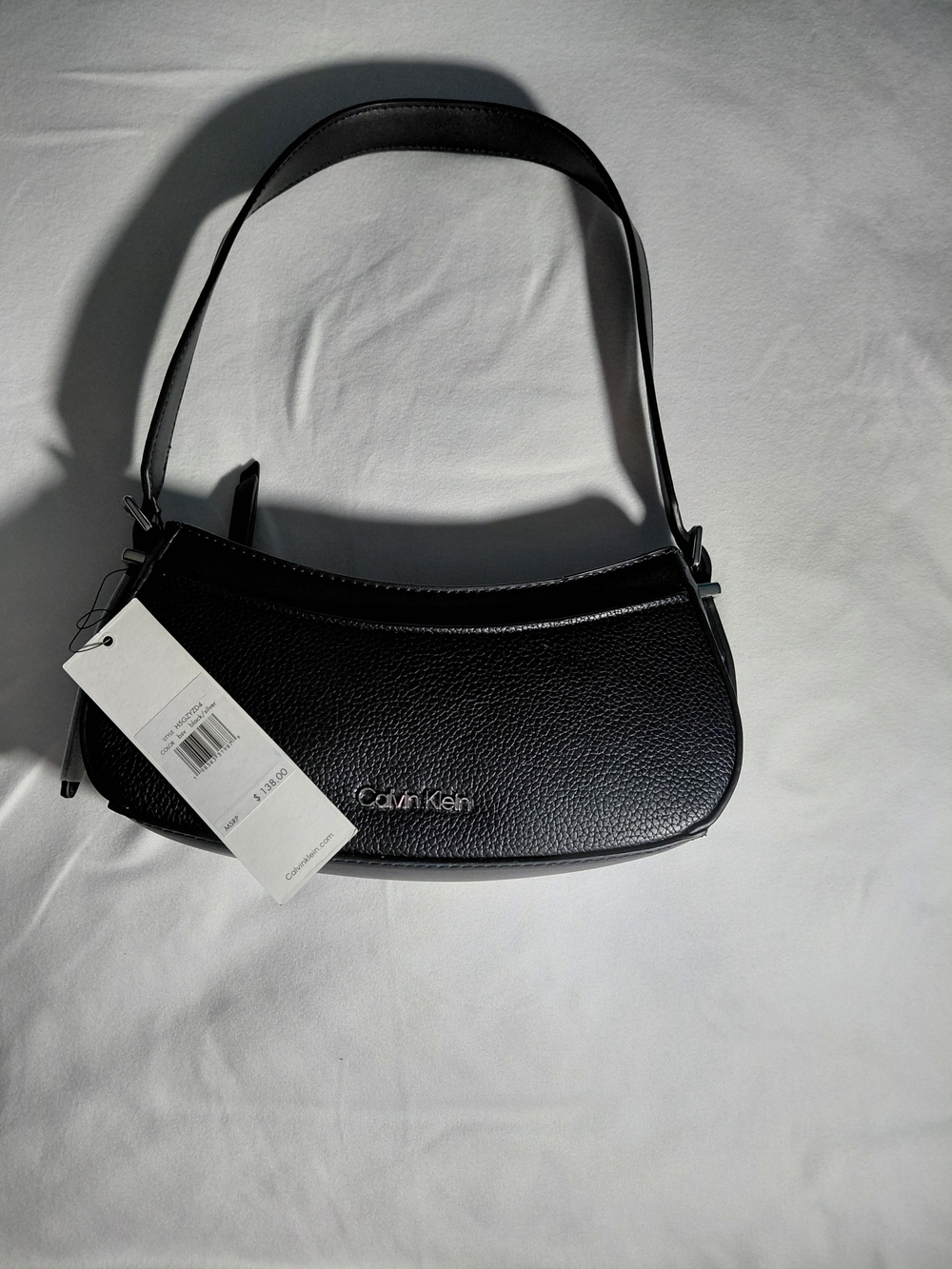 Calvin Klein Black Pebbled Shoulder Bag with Single Strap